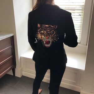 Black blazer with tiger patch